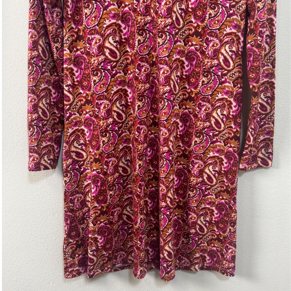 Garnet Hill Phoebe Button Front Knit Dress Spiced Rose Ikat Size Small NEW NWOT - Picture 7 of 10